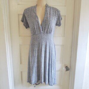 Za Zen Blue & Black Chevron Print Knit Retro Dress  L/XL